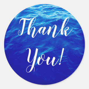 Blue Water Calligraphy Bedankt Ronde Sticker