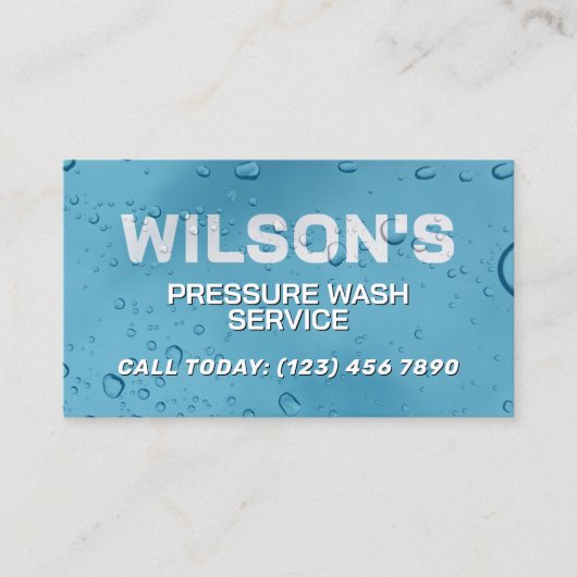 Blue water drops washing service Business Card Visitekaartje (Voorkant)