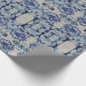 Blue Water Lily Pattern Cadeaupapier (Hoek)