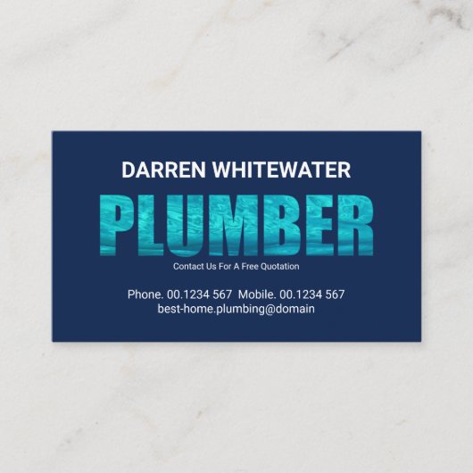 Blue Water Log Plumber Signage Service Visitekaartje (Voorkant)