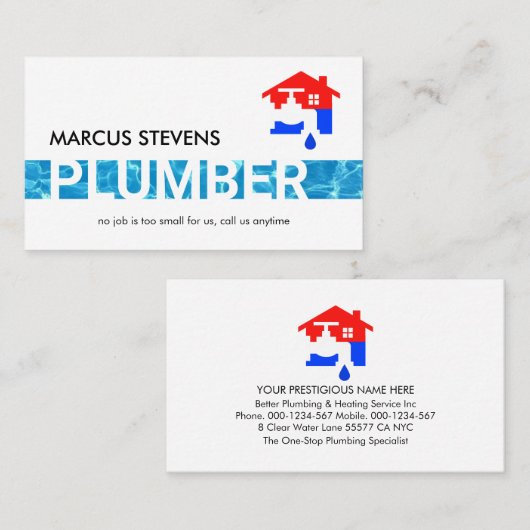 Blue Water Plumber Reflection Layer Visitekaartje (Voorkant / Achterkant)