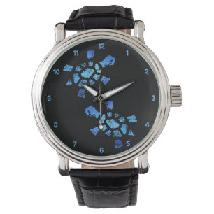 Blue Water Turtle Time Horloge