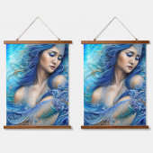 Blue Water Wave Goddess Fantasy Art Hangend Wandkleed (Dubbel)