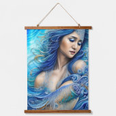 Blue Water Wave Goddess Fantasy Art Hangend Wandkleed (Voorkant 2)