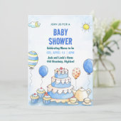 Blue Watercolor Baby Shower Invitation (Debout devant)