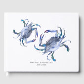 Blue Watercolor Beach Mariage Livre d'invités (Recto)