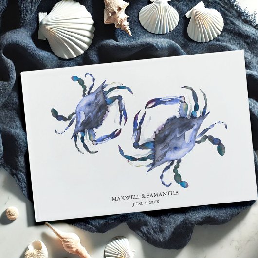 Blue Watercolor Beach Mariage Livre d'invités
