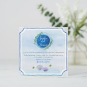 Blue WaterColor Beach Wedding Invitation (Debout devant)