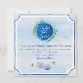 Blue WaterColor Beach Wedding Invitation (Devant)