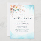 Blue Watercolor Beach Wedding Invitation (Devant)