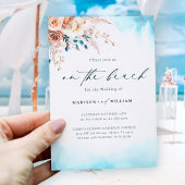Blue Watercolor Beach Wedding Invitation