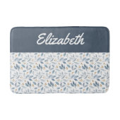 Blue Watercolor Botanical Pattern Custom Name Badmat (Voorkant)