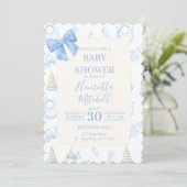 Blue Watercolor Boy Baby Shower Invitation (Debout devant)