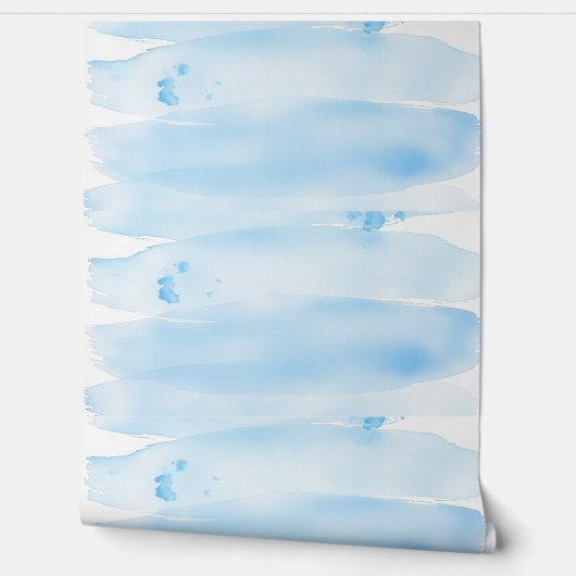 Blue Watercolor Brushstroke Vinyl Sheet Behang (Afrollen)