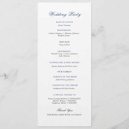 Blue Watercolor Church Mariage Flat Programme (Dos)