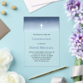 blue watercolor Confirmation boy Acryl Uitnodigingen (Insitu (Huwelijk))
