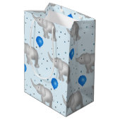 Blue Watercolor Elephants Motif Medium Cadeau sac (Dos Angle)