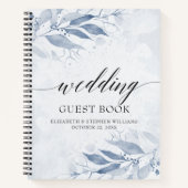 Blue Watercolor Feuille Botanique Mariage Livre d' (Devant)