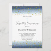  blue watercolor First Communion  Kaart (Voorkant)