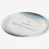 blue watercolor  First Communion Papieren Bordje (Gekanteld)