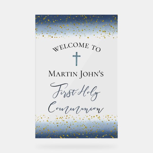  blue watercolor First Communion welcome (Recto)
