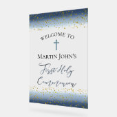 blue watercolor First Communion welcome (Angle)