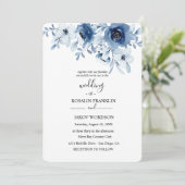blue watercolor floral wedding Invitation (Debout devant)
