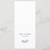 Blue watercolor floral wedding menu (Achterkant)