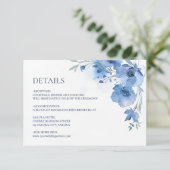 Blue Watercolor Flower Details Informatiekaartje (Staand voorkant)