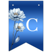 Blue Watercolor Flowers Bunting Flag Vlaggetjes (Eerste vlag)