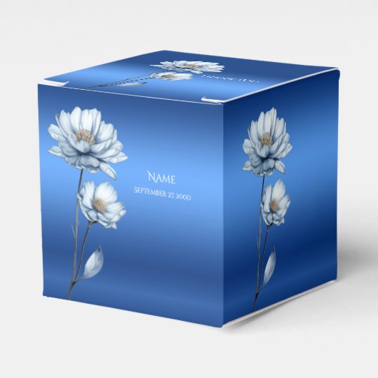 Blue Watercolor Flowers Favor Box Bedankdoosjes (Voorkant Zijde)