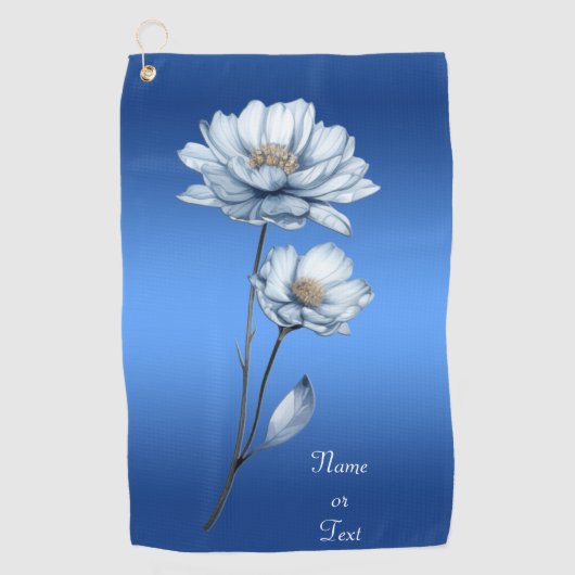 Blue Watercolor Flowers Golf Towel Golfhanddoek (Voorkant)