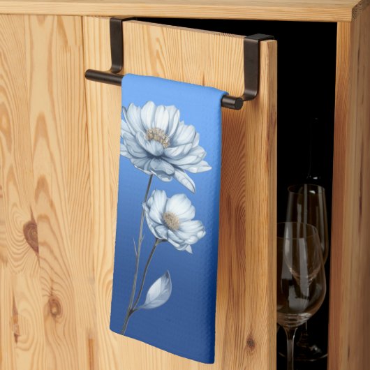Blue Watercolor Flowers Kitchen Towels Theedoek (Derde Gevouwen)
