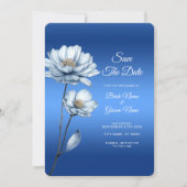 Blue Watercolor Flowers Save The Date (Voorkant)