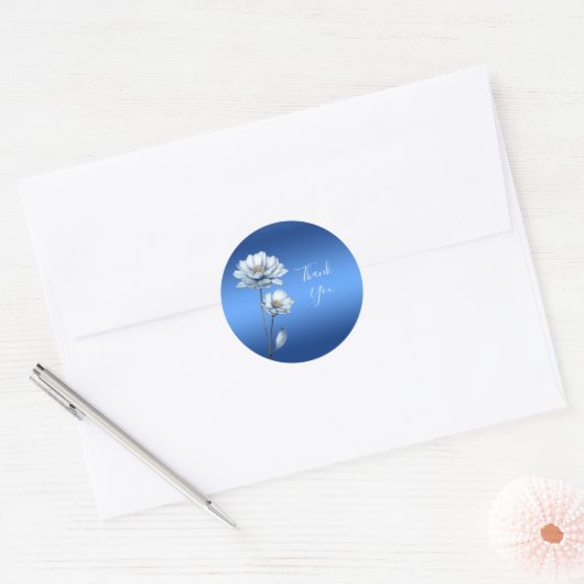 Blue Watercolor Flowers Sticker (Enveloppe)