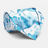 Blue watercolor flowers stropdas (Opgerold)