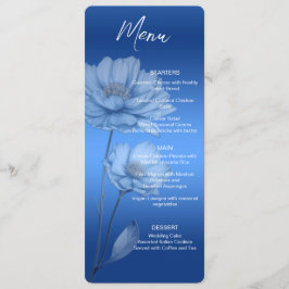 Blue Watercolor Flowers Wedding Menu