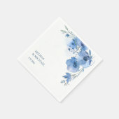Blue Watercolor Flowers Wedding Servet (Hoek)