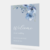 Blue Watercolor Flowers Wedding  Welcome (Angle)