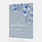 Blue Watercolor Flowers White (Angle)