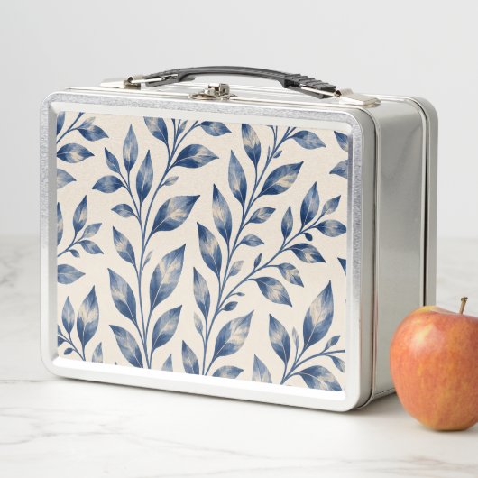 Blue Watercolor Foliage Lunch Box (En situation)