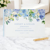 Blue Watercolor hydrangea Mariage Livre d'or