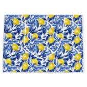 Blue Watercolor Lemon Pattern  Groot Cadeauzakje (Voorkant)