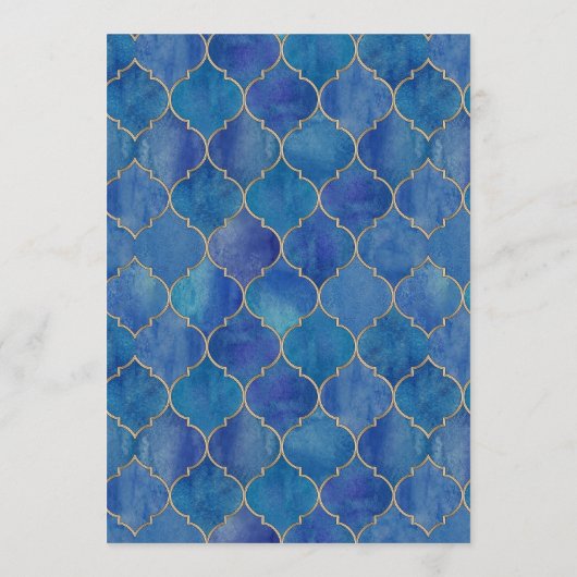 Blue Watercolor Moroccan Wedding Menu (Dos)