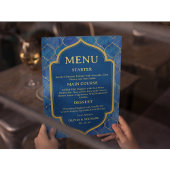 Blue Watercolor Moroccan Wedding Menu