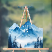 Blue Watercolor Mountains Mariage Bienvenue (Neutre)