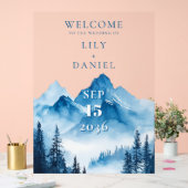 Blue Watercolor Mountains Mariage Bienvenue (Mariage)