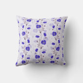 Blue Watercolor Poppies Kussen (Achterkant)