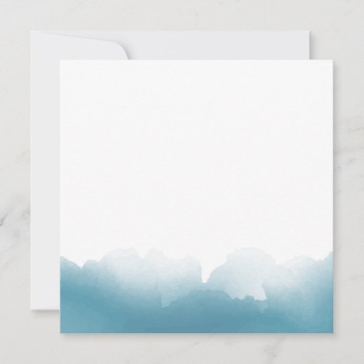 Blue Watercolor Square Wedding Invitation (Devant)