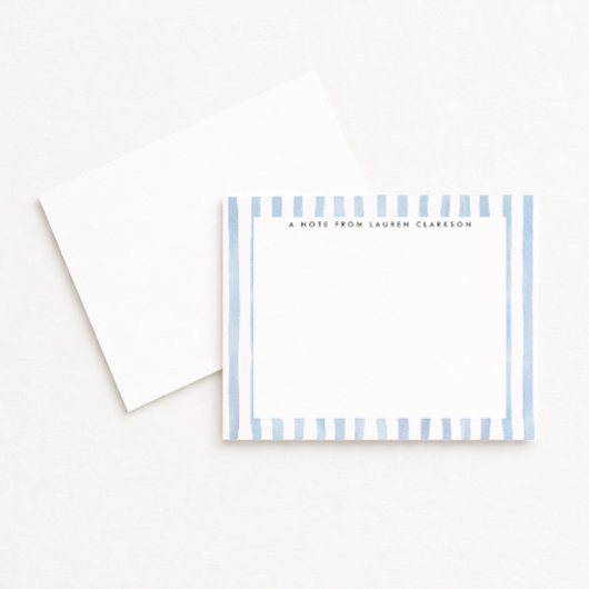 Blue Watercolor Striped Stationery Note Card Kaart